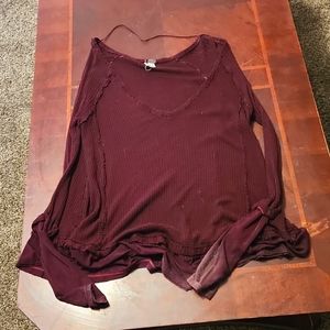 Maroon long-sleeved shirt